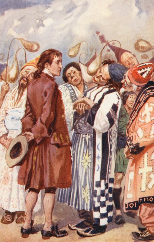Ilustração para "As Viagens de Gulliver" de Jonathan Swift (litografia a cores) de Gordon Frederick (after) Browne