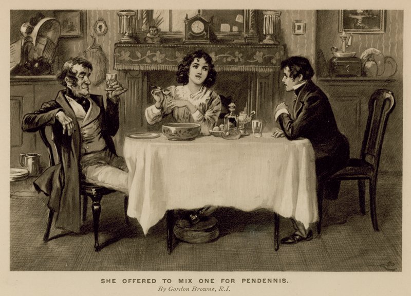 Ilustração para A História de Pendennis por Thackeray (litho) de Gordon Frederick (after) Browne