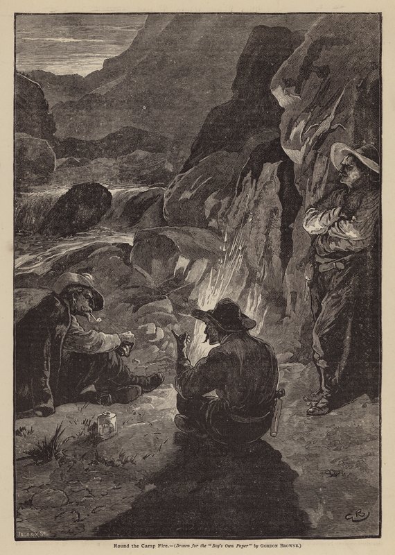 À volta da fogueira (litografia) de Gordon Frederick (after) Browne