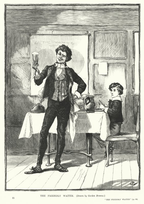 O Garçom Amigável (gravura) de Gordon Frederick (after) Browne