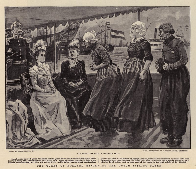 A rainha da Holanda revisando a frota pesqueira holandesa de Gordon Frederick Browne