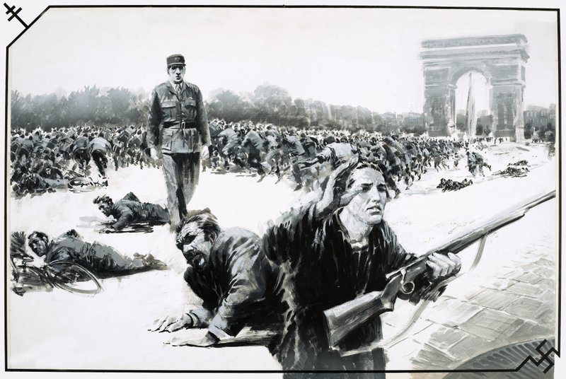 Charles de Gaulle faz o seu Passeio da Vitória pelos Campos Elísios durante a libertação de Paris de Graham Coton