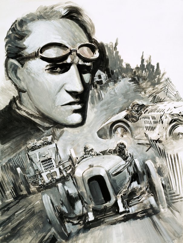 Henry Segrave foi o primeiro homem a ultrapassar a barreira das 200 mph (guache sobre papel) de Graham Coton