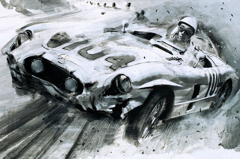 Stirling Moss (guache sobre papel) de Graham Coton
