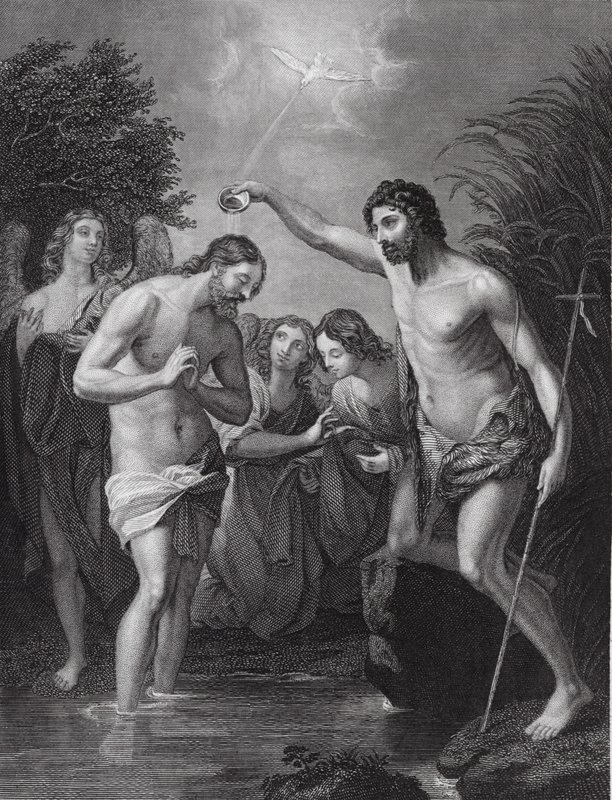 São João a batizar (gravura) de Guido (after) Reni