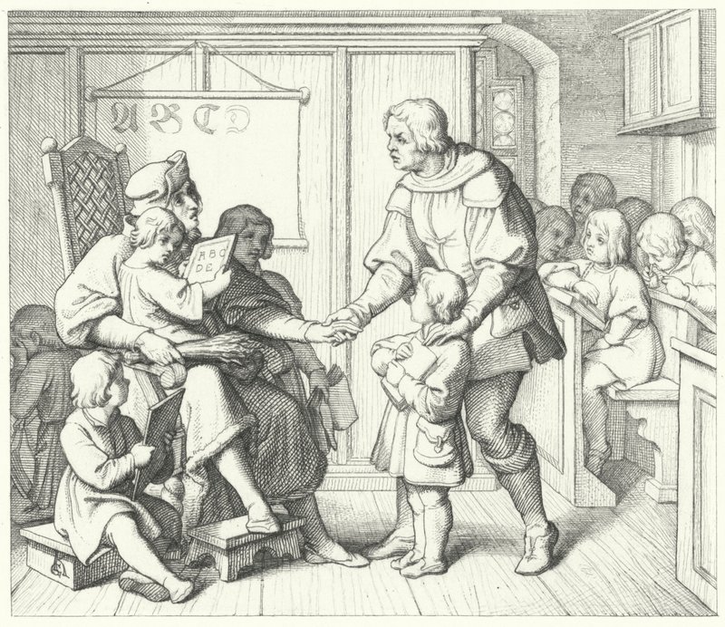 Martin Luther na escola (gravura) de Gustav Ferdinand Leopold Konig
