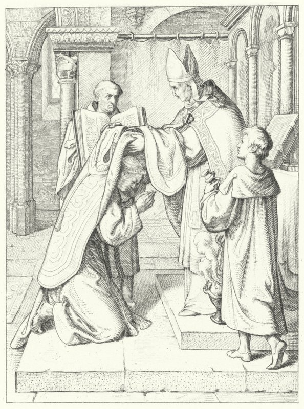 Martinho Lutero é ordenado sacerdote por Jerome Scultetus, Bispo de Brandemburgo na Catedral de Erfurt, em 3 de abril de 1507 de Gustav Ferdinand Leopold Konig