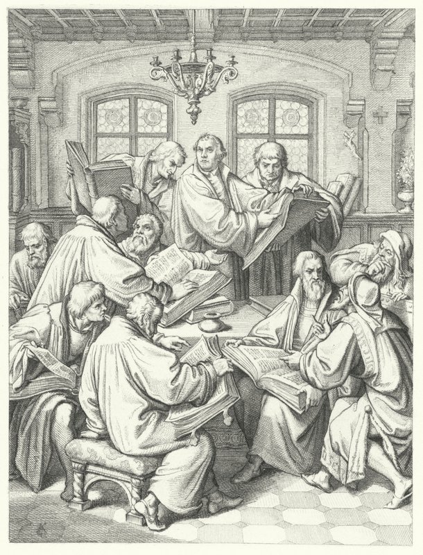 Martin Luther traduzindo a bíblia para o alemão (gravação) de Gustav Ferdinand Leopold Konig