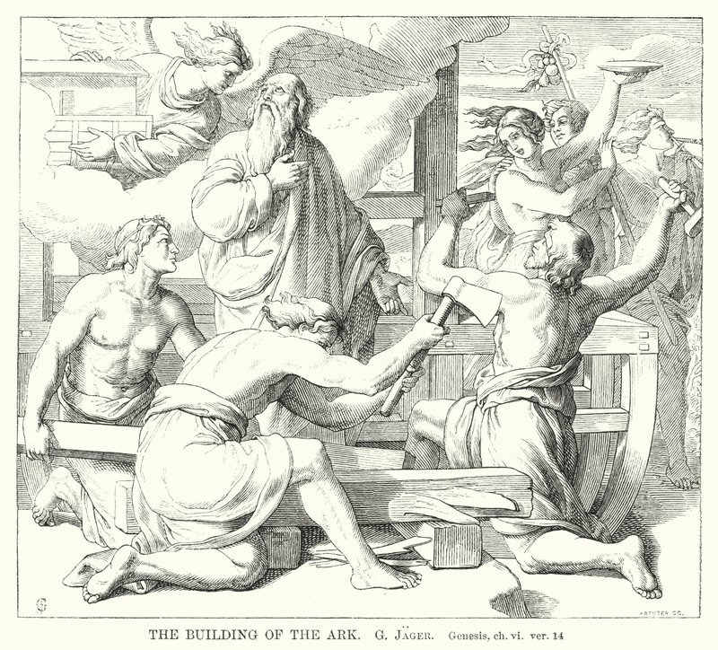O Edifício da Arca, Génesis, ch vi, ver 14 (gravura) de Gustav Jager