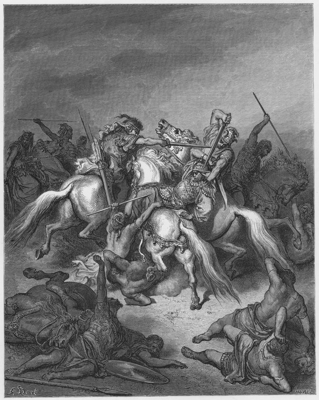 Gustave Dore Bíblia: Abisai salva a vida de Davi de Gustave Dore