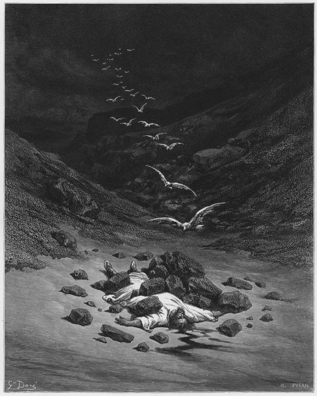 Gustave Dore Bíblia: Achan stoned de Gustave Dore