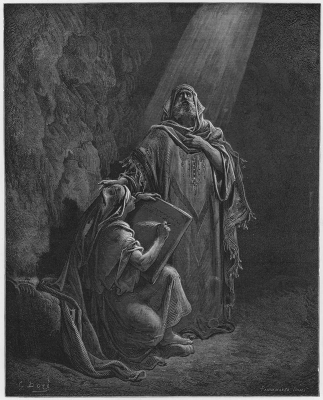 Gustave Dore Bible: Baruch escrevendo as profecias de Jeremias de Gustave Dore