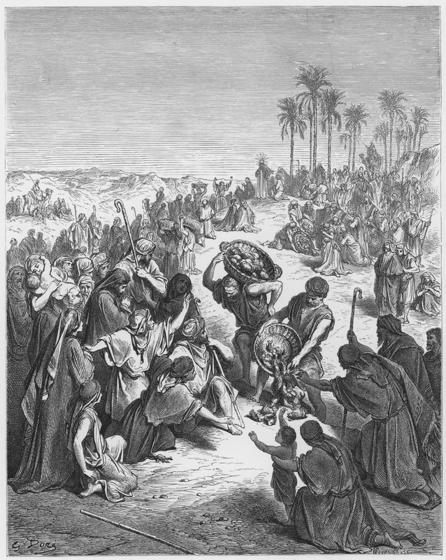 Gustave Dore Bible: Cristo alimentando a multidão de Gustave Dore