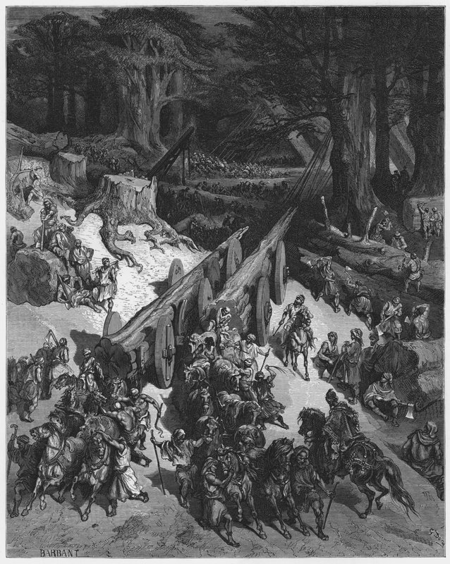 Gustave Dore Bible: Cortando cedros para a construção do templo de Gustave Dore