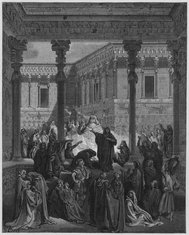 Gustave Dore Bible: Daniel confundindo os sacerdotes de Bel de Gustave Dore