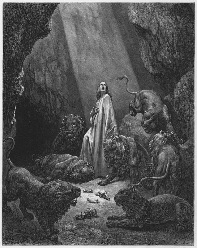Gustave Dore Bíblia: Daniel na cova dos leões de Gustave Dore