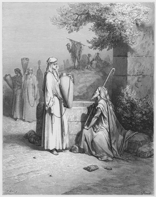 Gustave Dore Bíblia: Eliezer e Rebeca de Gustave Dore