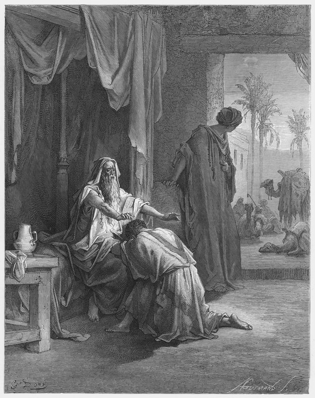 Gustave Dore Bíblia: Isaac abençoando Jacob de Gustave Dore