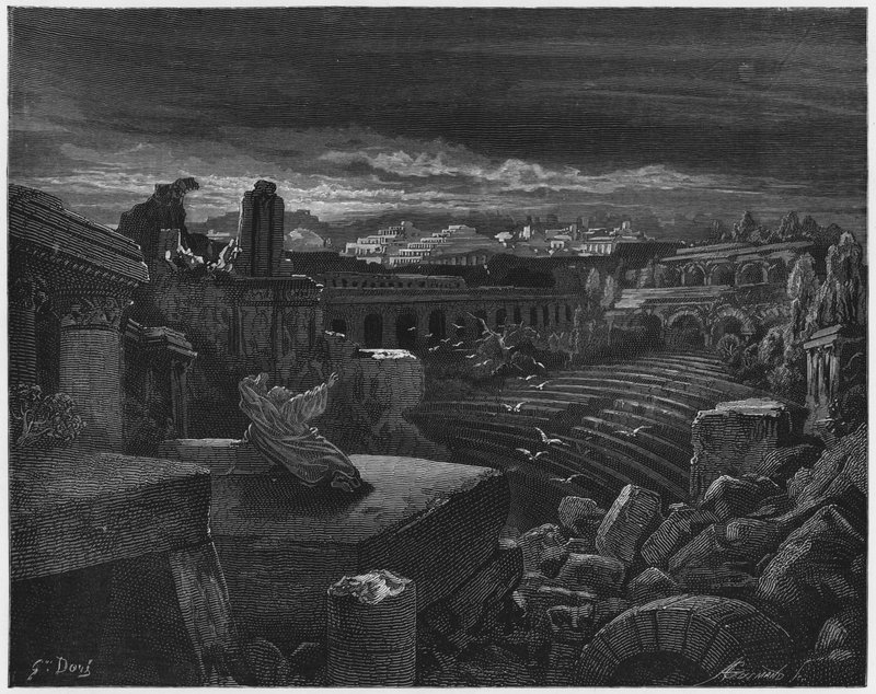 Gustave Dore Bíblia: visão de Isaías da destruição da Babilônia de Gustave Dore