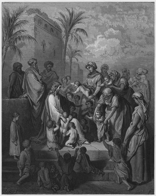 Gustave Dore Bible: Jesus abençoando as crianças de Gustave Dore