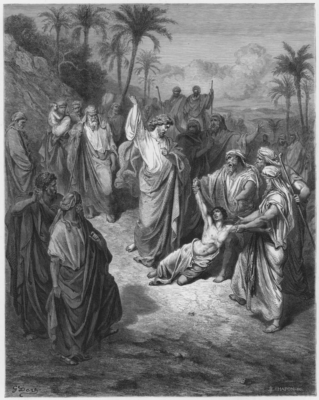 Gustave Dore Bible: Jesus curando o lunático de Gustave Dore