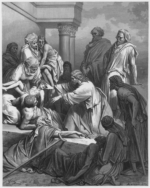 Gustave Dore Bíblia: Jesus curando os enfermos de Gustave Dore