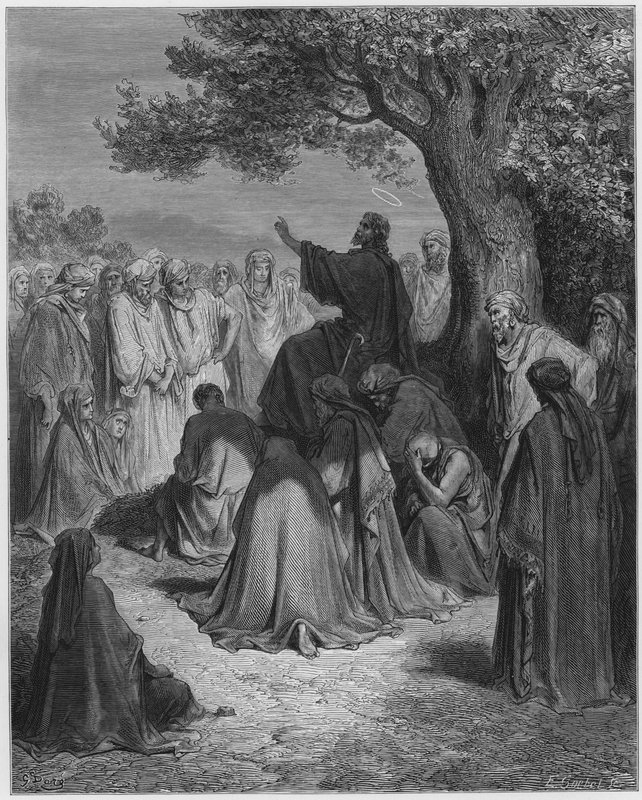 Gustave Dore Bible: Jesus pregando à multidão de Gustave Dore