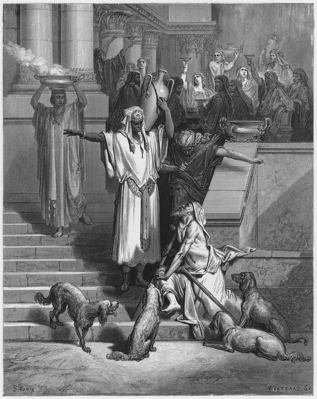 Gustave Dore Bible: Lázaro na porta do homem rico de Gustave Dore