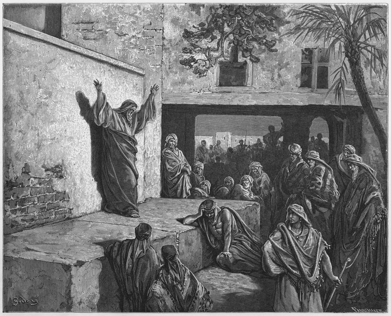 Gustave Dore Bíblia: Miquéias exortou os israelitas ao arrependimento de Gustave Dore
