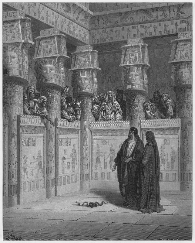 Gustave Dore Bíblia: Moisés e Arão antes do Faraó de Gustave Dore