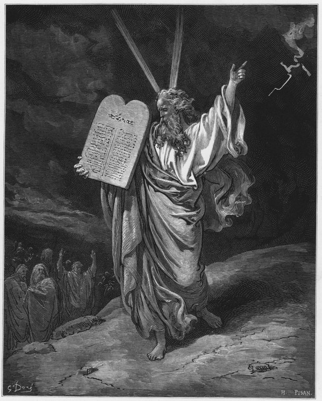 Gustave Dore Bible: Moisés descendo do Monte Sinai de Gustave Dore
