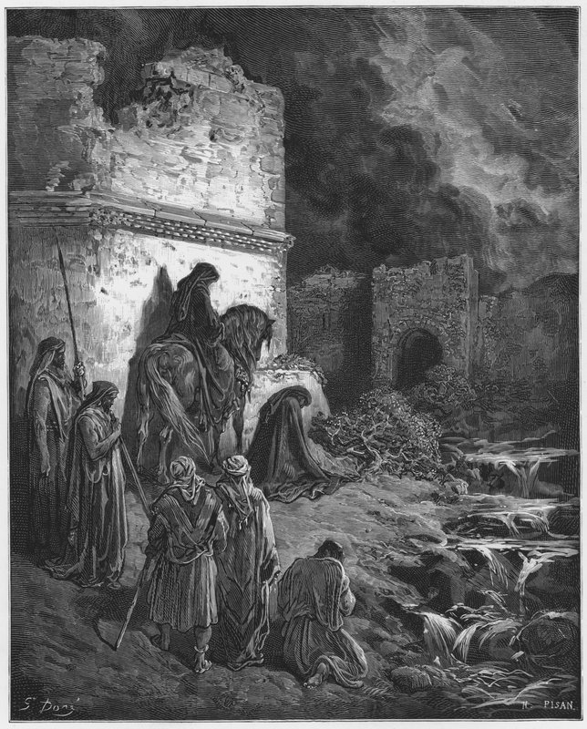 Gustave Dore Bíblia: Neemias vendo secretamente as ruínas dos muros de Jerusalém de Gustave Dore