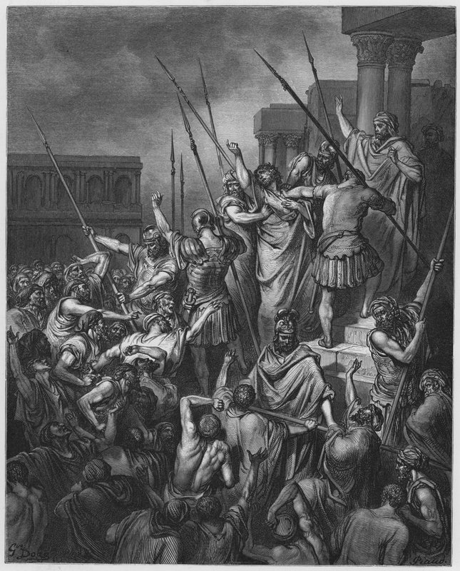 Gustave Dore Bible: S Paul resgatado da multidão de Gustave Dore