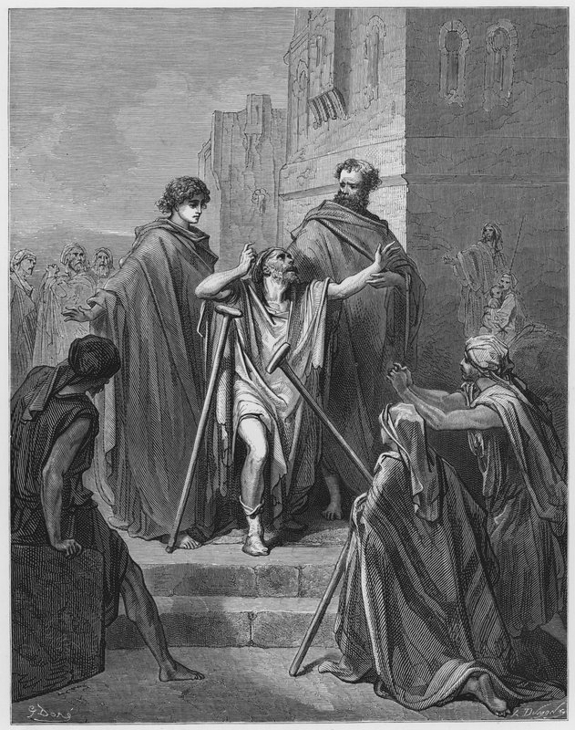 Gustave Dore Bíblia: S Pedro e S João no portão lindo de Gustave Dore