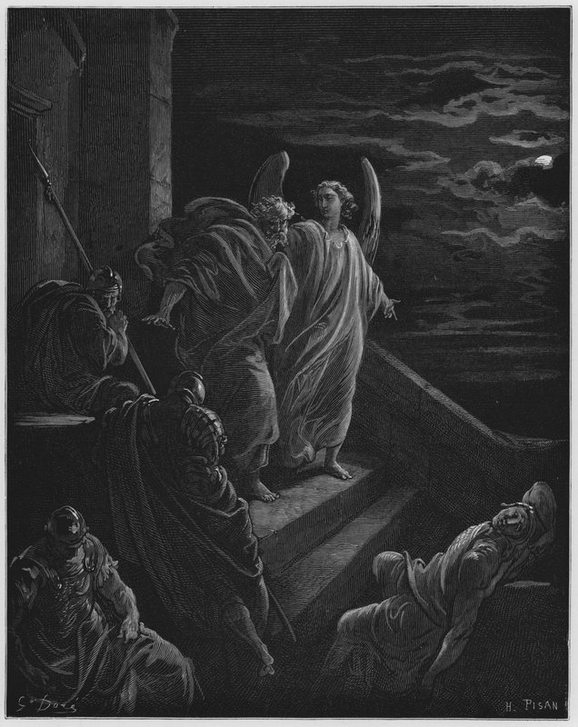 Gustave Dore Bíblia: S Pedro libertado da prisão de Gustave Dore