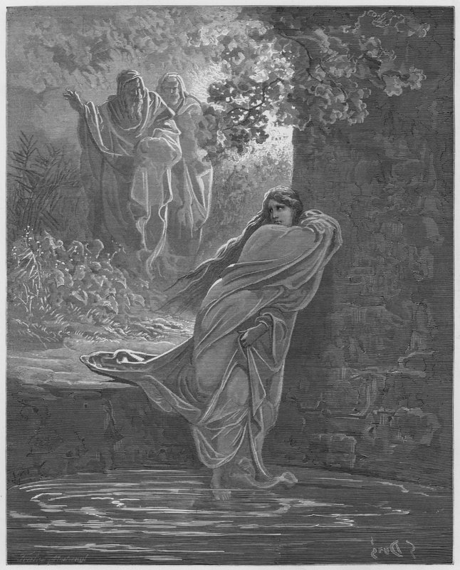 Gustave Dore Bible: Susanna no banho de Gustave Dore