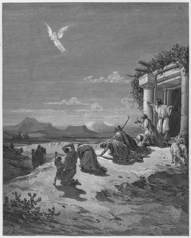 Gustave Dore Bíblia: O Anjo Rafael e a família de Tobias de Gustave Dore