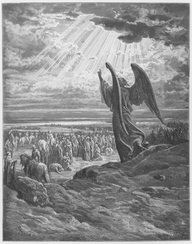 Gustave Dore Bíblia: O anjo aparecendo a Josué de Gustave Dore