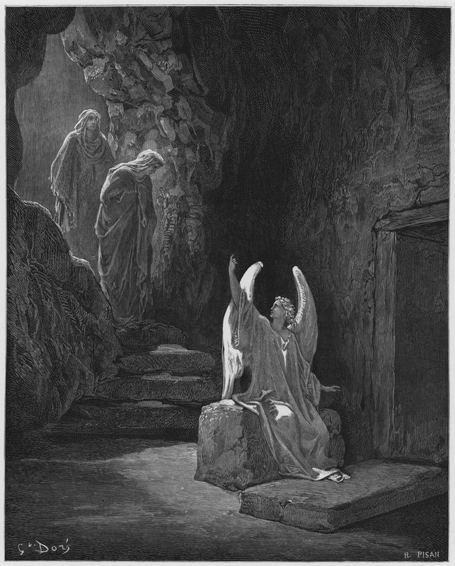 Gustave Dore Bíblia: O Anjo na porta do sepulcro de Gustave Dore