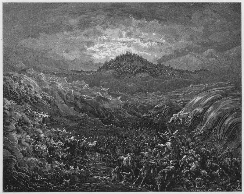 Gustave Dore Bible: Os egípcios se afogaram no Mar Vermelho de Gustave Dore