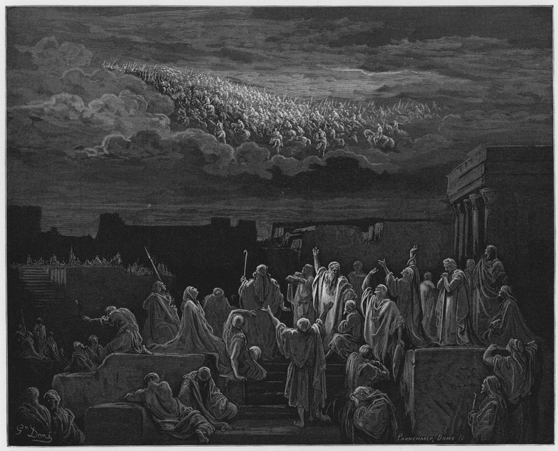 Gustave Dore Bible: A aparição do exército nos céus de Gustave Dore
