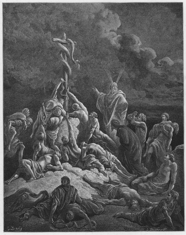 Gustave Dore Bible: A serpente de bronze de Gustave Dore