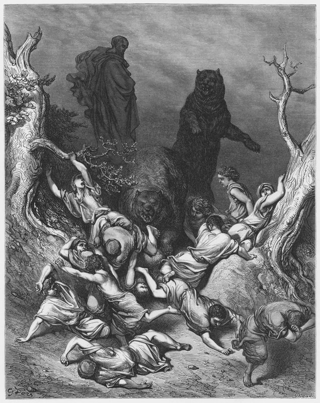 Gustave Dore Bible: As crianças destruídas pelos ursos de Gustave Dore