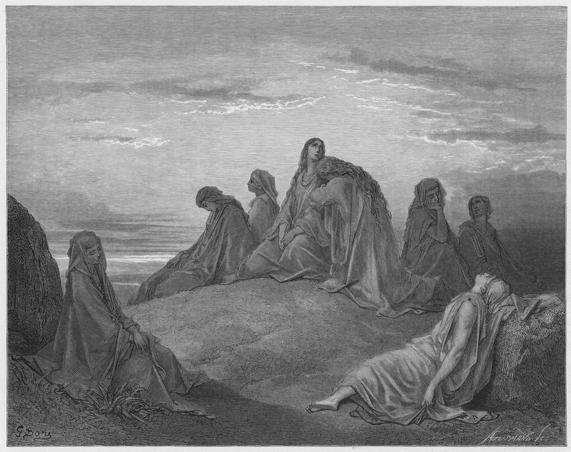 Gustave Dore Bible: As filhas de Israel, lamentando a filha de Jefté de Gustave Dore