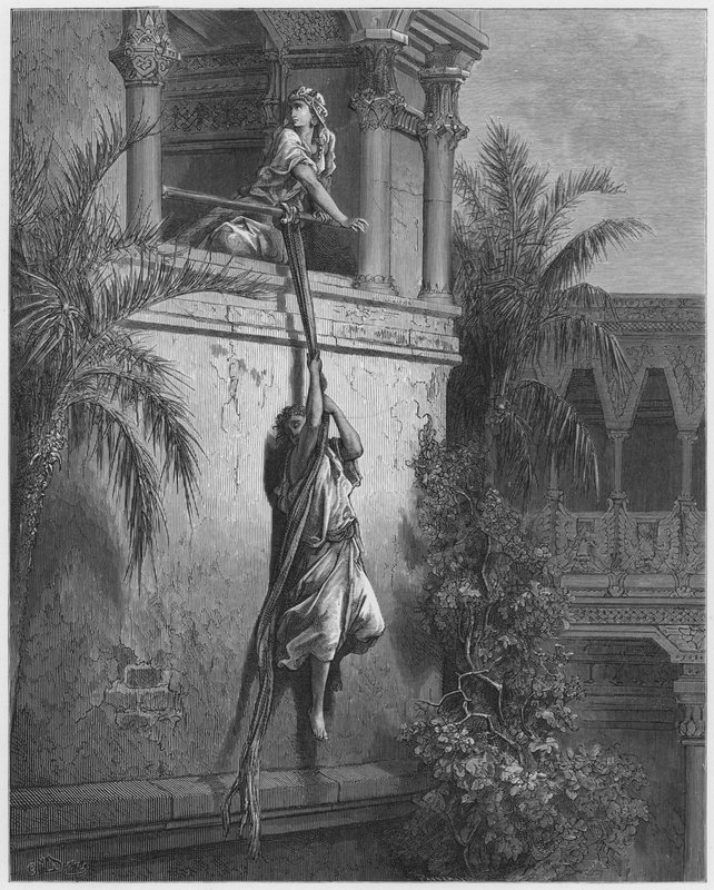 Gustave Dore Bible: A fuga de David pela janela de Gustave Dore