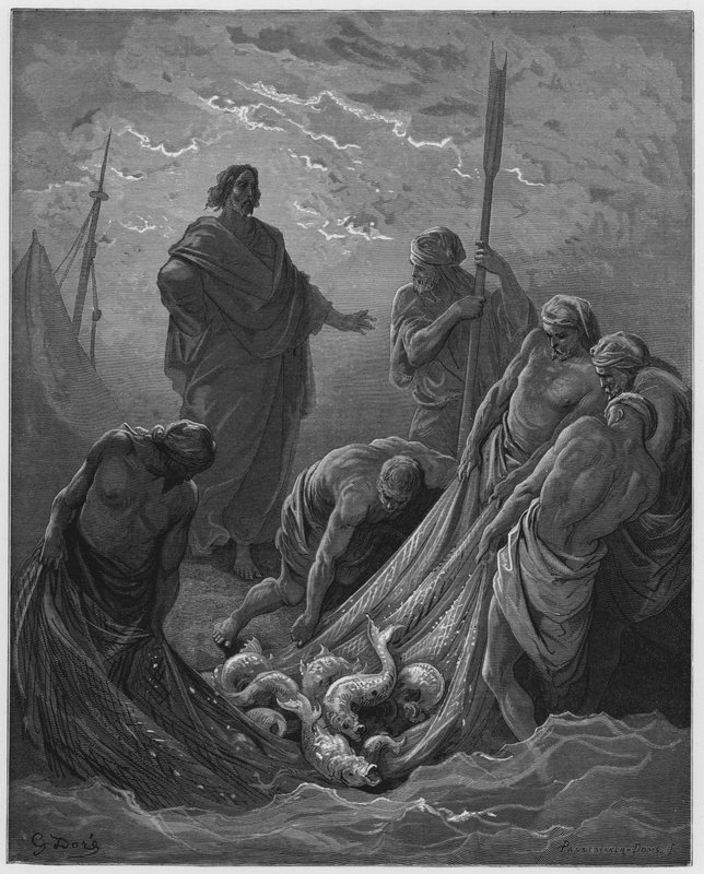 Gustave Dore Bible: O milagroso calado dos peixes de Gustave Dore