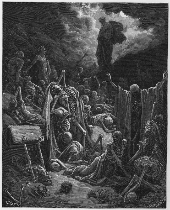 Gustave Dore Bible: A visão do vale dos ossos secos de Gustave Dore