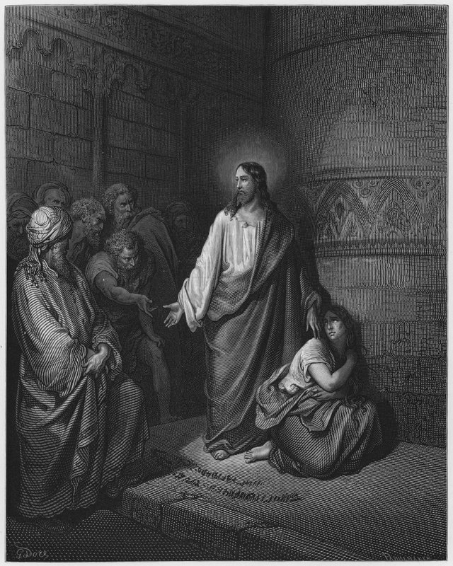 Gustave Dore Bible: A mulher apanhada em adultério de Gustave Dore