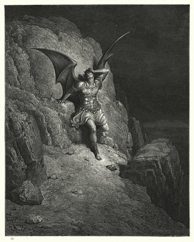 Ilustração de Gustave Dore para Miltons Paradise Lost, Livro IV, linhas 73, 74 de Gustave Dore