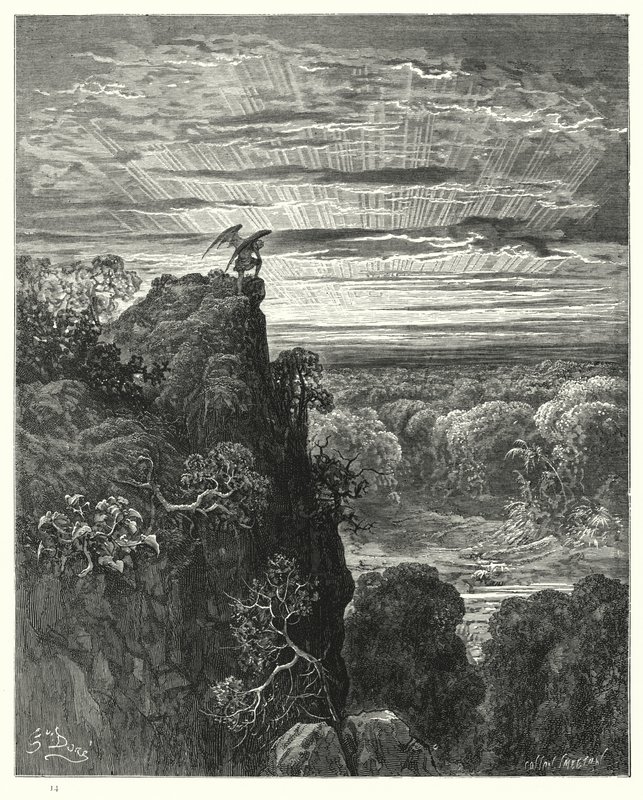 Ilustração de Gustave Dore para Miltons Paradise Lost, Livro IV, linhas 172, 173 de Gustave Dore